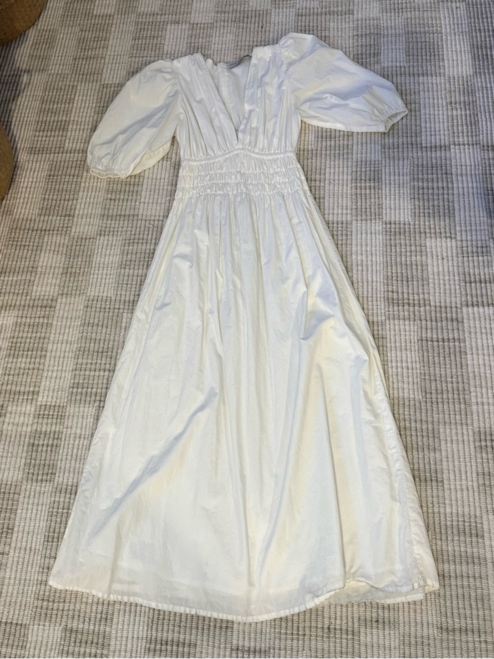 Faithfull the Brand White Puff-Sleeve Maxi Dress